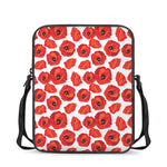 Red Poppy Pattern Print Rectangular Crossbody Bag