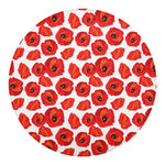 Red Poppy Pattern Print Round Blanket