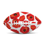 Red Poppy Pattern Print Rugby Ball