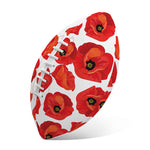 Red Poppy Pattern Print Rugby Ball