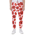 Red Poppy Pattern Print Joggers