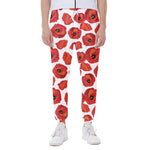 Red Poppy Pattern Print Scuba Joggers