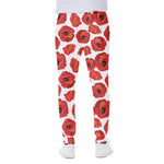 Red Poppy Pattern Print Scuba Joggers