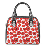 Red Poppy Pattern Print Shoulder Handbag