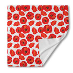 Red Poppy Pattern Print Silk Bandana