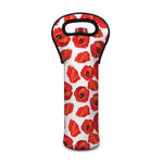 Red Poppy Pattern Print Single Neoprene Wine Tote