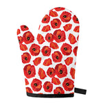 Red Poppy Pattern Print Single Oven Mitt