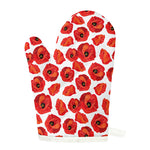 Red Poppy Pattern Print Single Oven Mitt