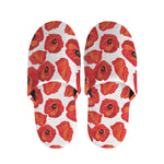 Red Poppy Pattern Print Slippers