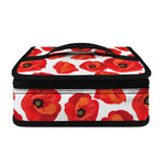 Red Poppy Pattern Print Small Lunch Bag