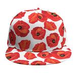 Red Poppy Pattern Print Snapback Cap
