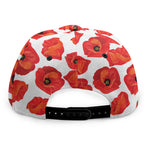 Red Poppy Pattern Print Snapback Cap