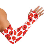 Red Poppy Pattern Print Sun Protection Arm Sleeves