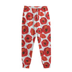 Red Poppy Pattern Print Sweatpants