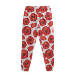 Red Poppy Pattern Print Sweatpants