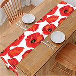Red Poppy Pattern Print Table Runner