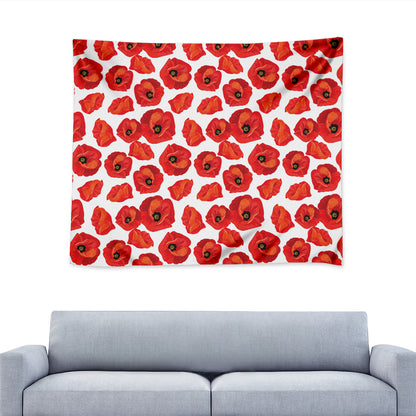Red Poppy Pattern Print Tapestry