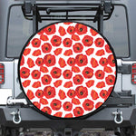 Red Poppy Pattern Print Tire Cover