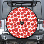 Red Poppy Pattern Print Tire Cover With Camera Hole