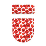 Red Poppy Pattern Print Toilet Lid And Tank Cover Set