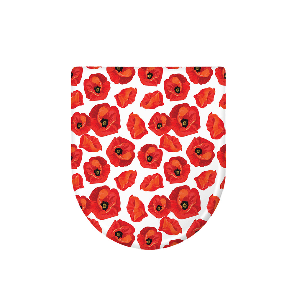 Red Poppy Pattern Print Toilet Lid Cover