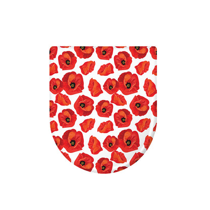 Red Poppy Pattern Print Toilet Lid Cover