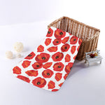 Red Poppy Pattern Print Towel