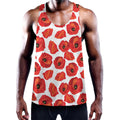 Red Poppy Pattern Print Men's Workout Tank Top