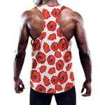 Red Poppy Pattern Print Training Tank Top