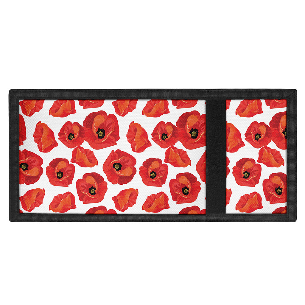 Red Poppy Pattern Print Trifold Wallet