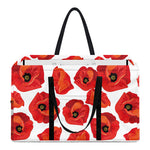 Red Poppy Pattern Print Utility Tote Bag