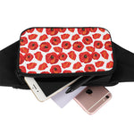 Red Poppy Pattern Print Waist Bag