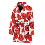 Red Poppy Pattern Print Women's Bathrobe