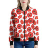 Red Poppy Pattern Print Women's Bomber Jacket