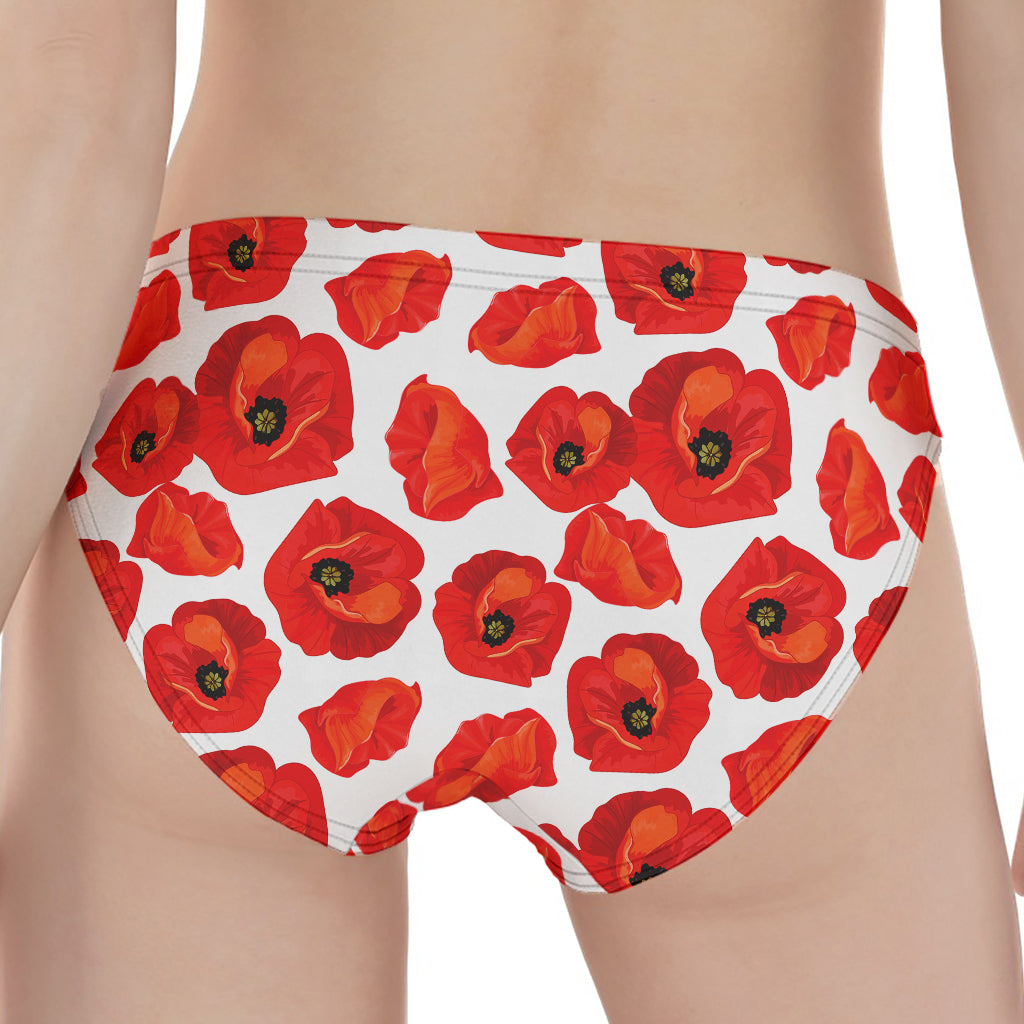 Red Poppy Pattern Print Women's Panties
