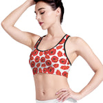 Red Poppy Pattern Print Women's Sports Bra