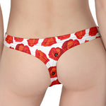 Red Poppy Pattern Print Women's Thong