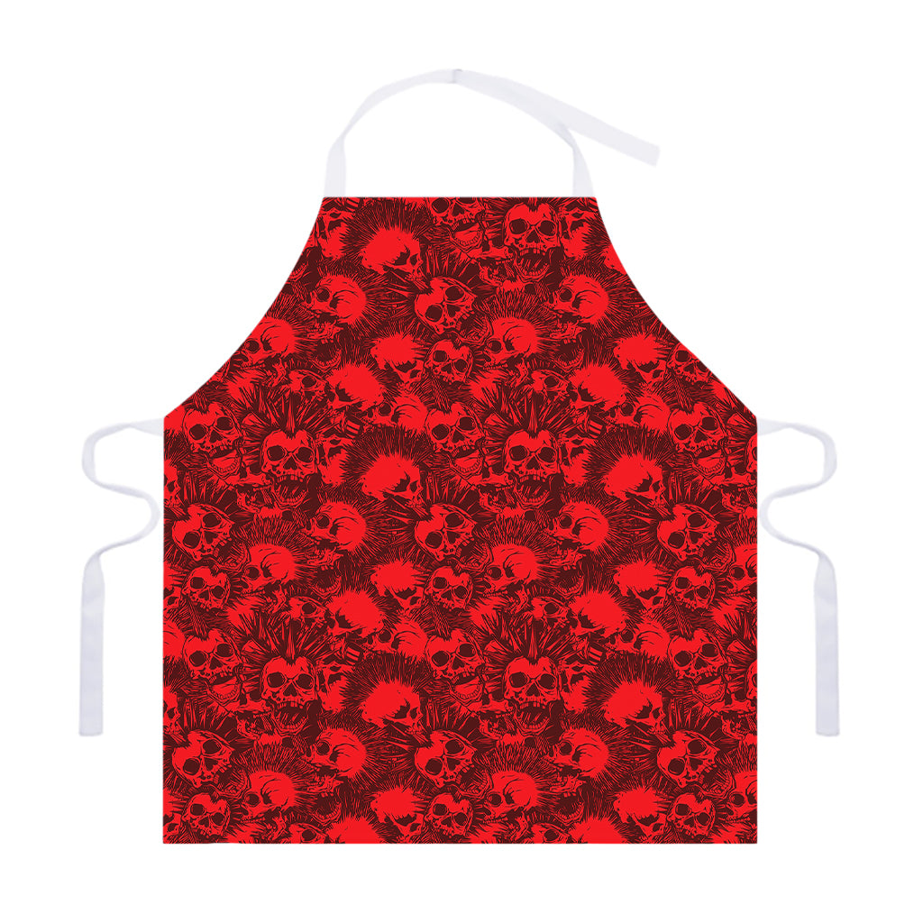 Red Punk Skull Pattern Print Adjustable Apron