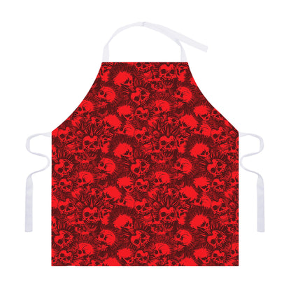 Red Punk Skull Pattern Print Adjustable Apron