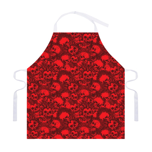 Red Punk Skull Pattern Print Adjustable Apron