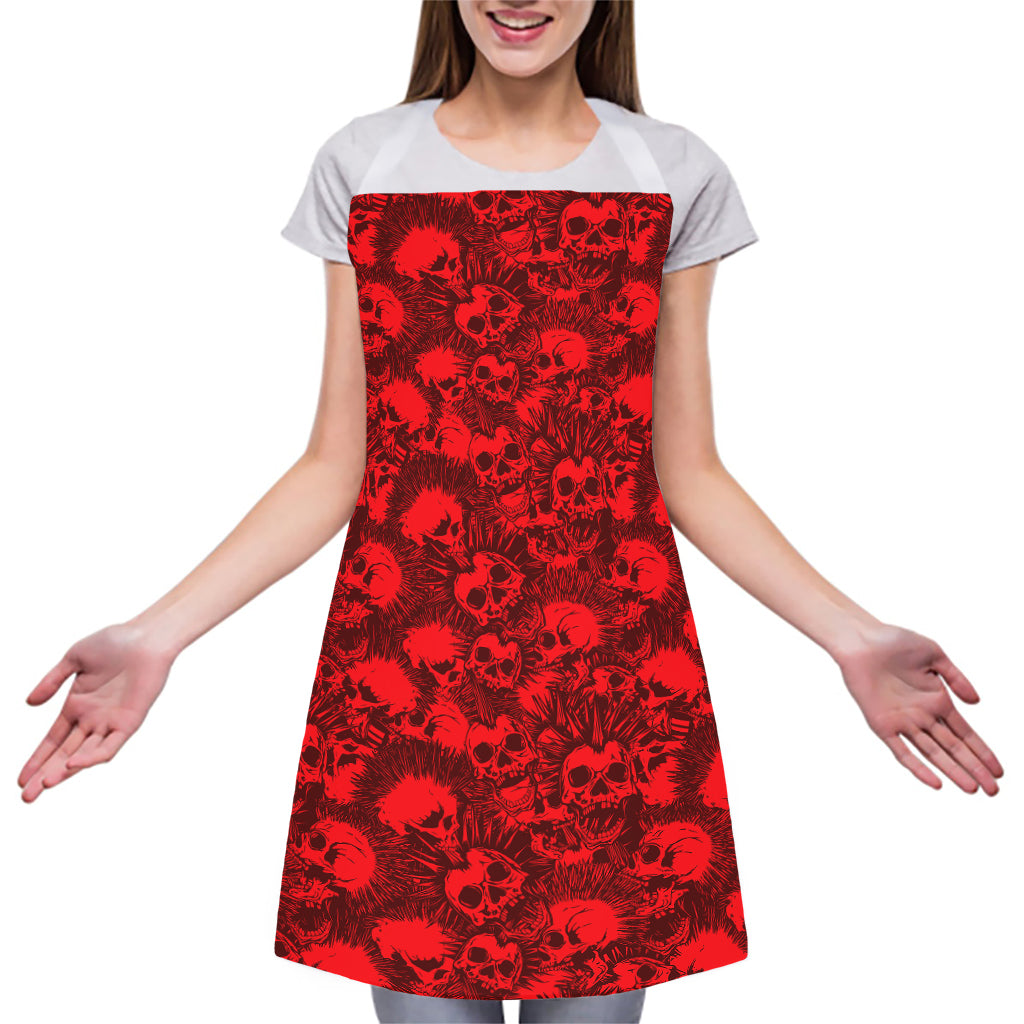 Red Punk Skull Pattern Print Adjustable Apron