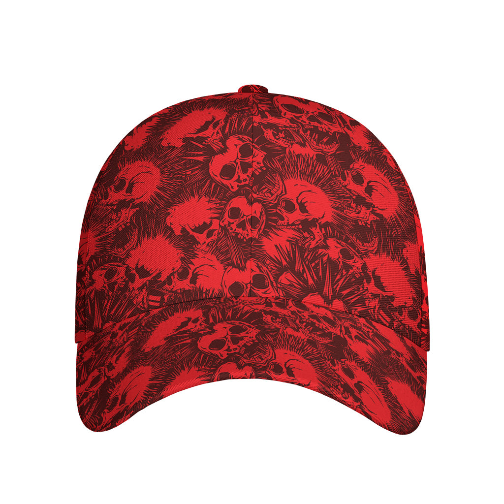 Red Punk Skull Pattern Print Baseball Cap