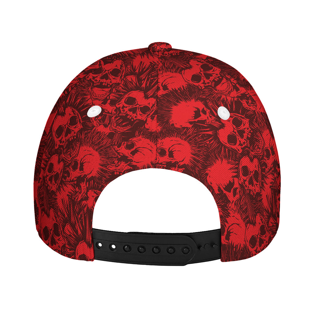 Red Punk Skull Pattern Print Baseball Cap
