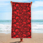 Red Punk Skull Pattern Print Beach Towel