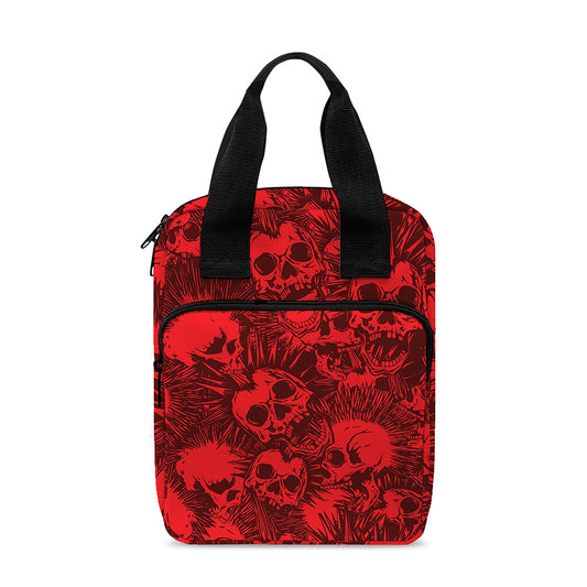 Red Punk Skull Pattern Print Bible Tote Bag