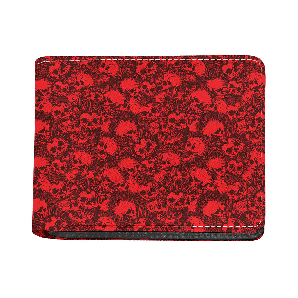 Red Punk Skull Pattern Print Bifold Wallet