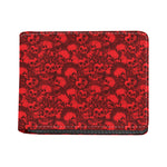 Red Punk Skull Pattern Print Bifold Wallet