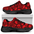 Red Punk Skull Pattern Print Black Chunky Shoes