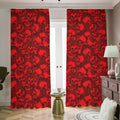 Red Punk Skull Pattern Print Dimout Pencil Pleat Curtains