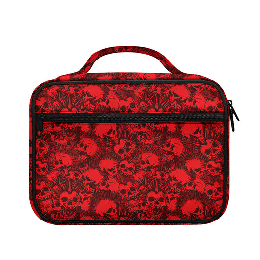 Red Punk Skull Pattern Print Briefcase Bible Bag